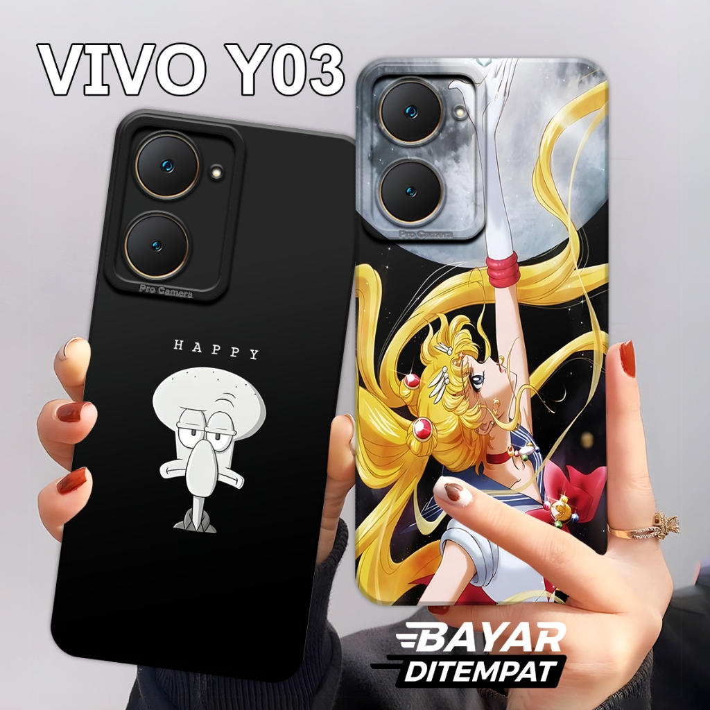 Softcase VIVO Y03 New, Y02, Y02t Terbaru Motif Sailor Moon Cantik Case Anti Slip Squidward Casing Ke