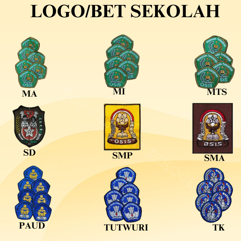LOGO/BET SEKOLAH BORDIR PAUD,TK,SD,SMP,SMA,MI,MA,MTS.