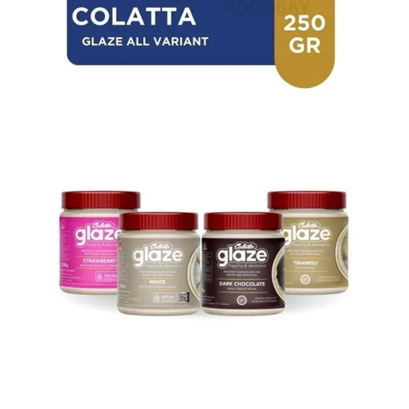 

Colatta Glaze 250 gram Topping & Decoration Selai Dark / Tiramisu / Strawberry / White Vanilla Donat Roti