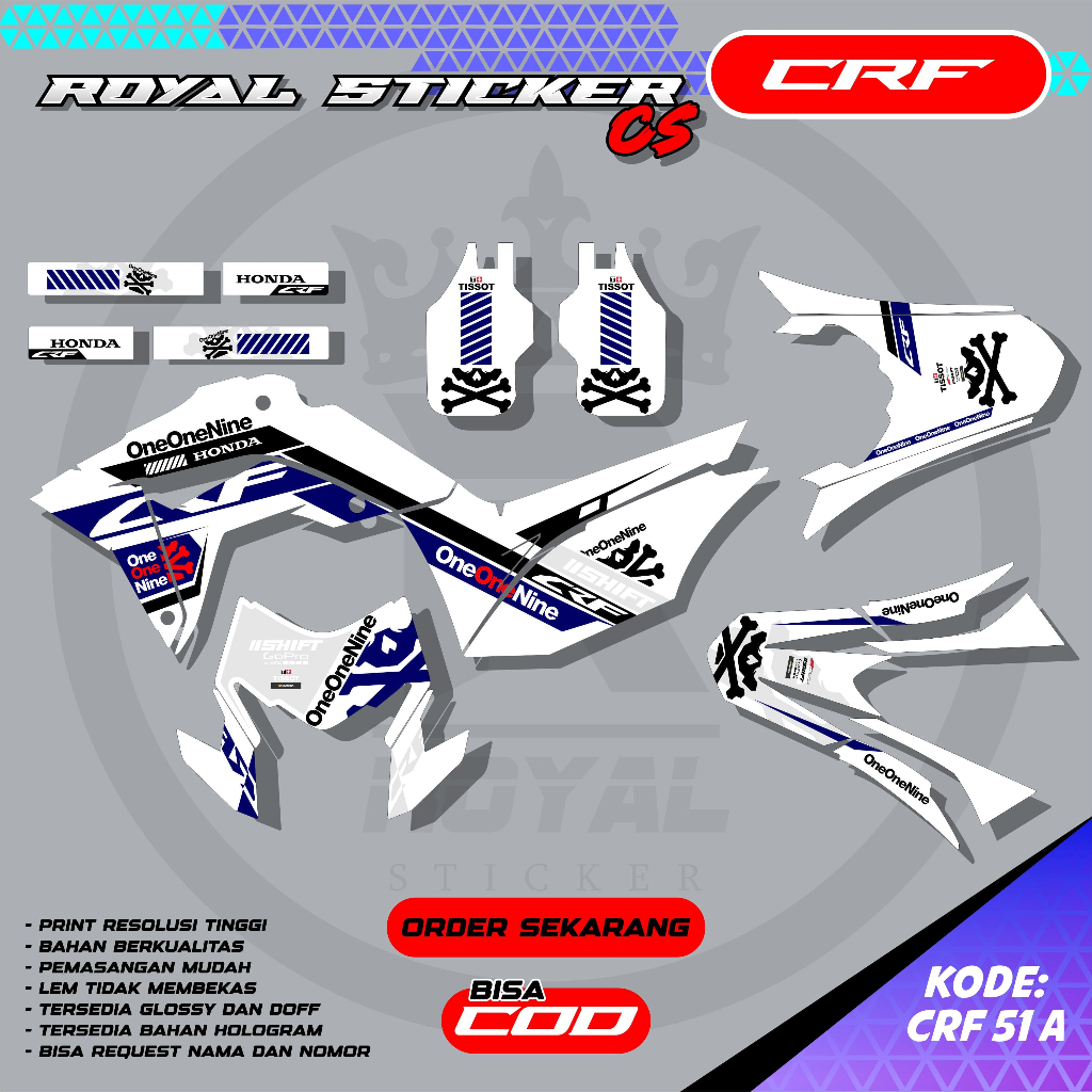 CRF 51-DECAL VARIASI MOTOR CRF150 NEW DESAIN-STIKER ORI VARIASI CRF GRATIS CUSTOM NAMA NOMOR