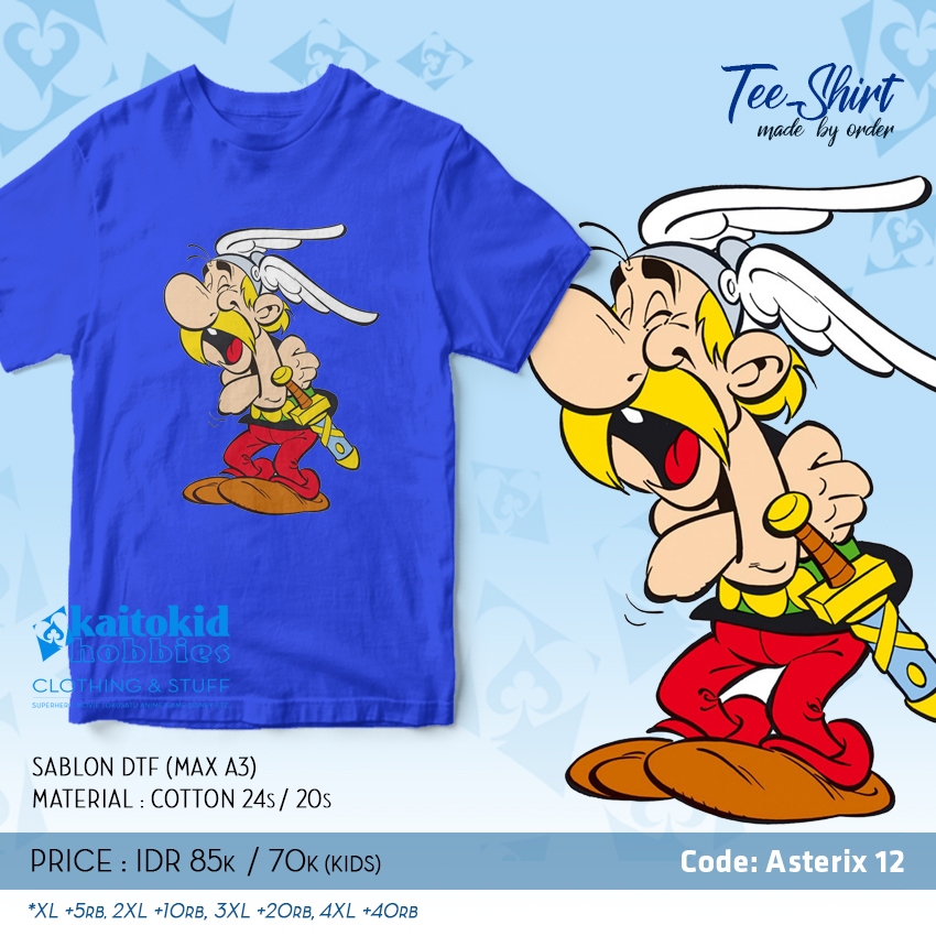 Kaos ASTERIX OBELIX Tertawa Ngakak komik Jadul bisa custom desain bebas