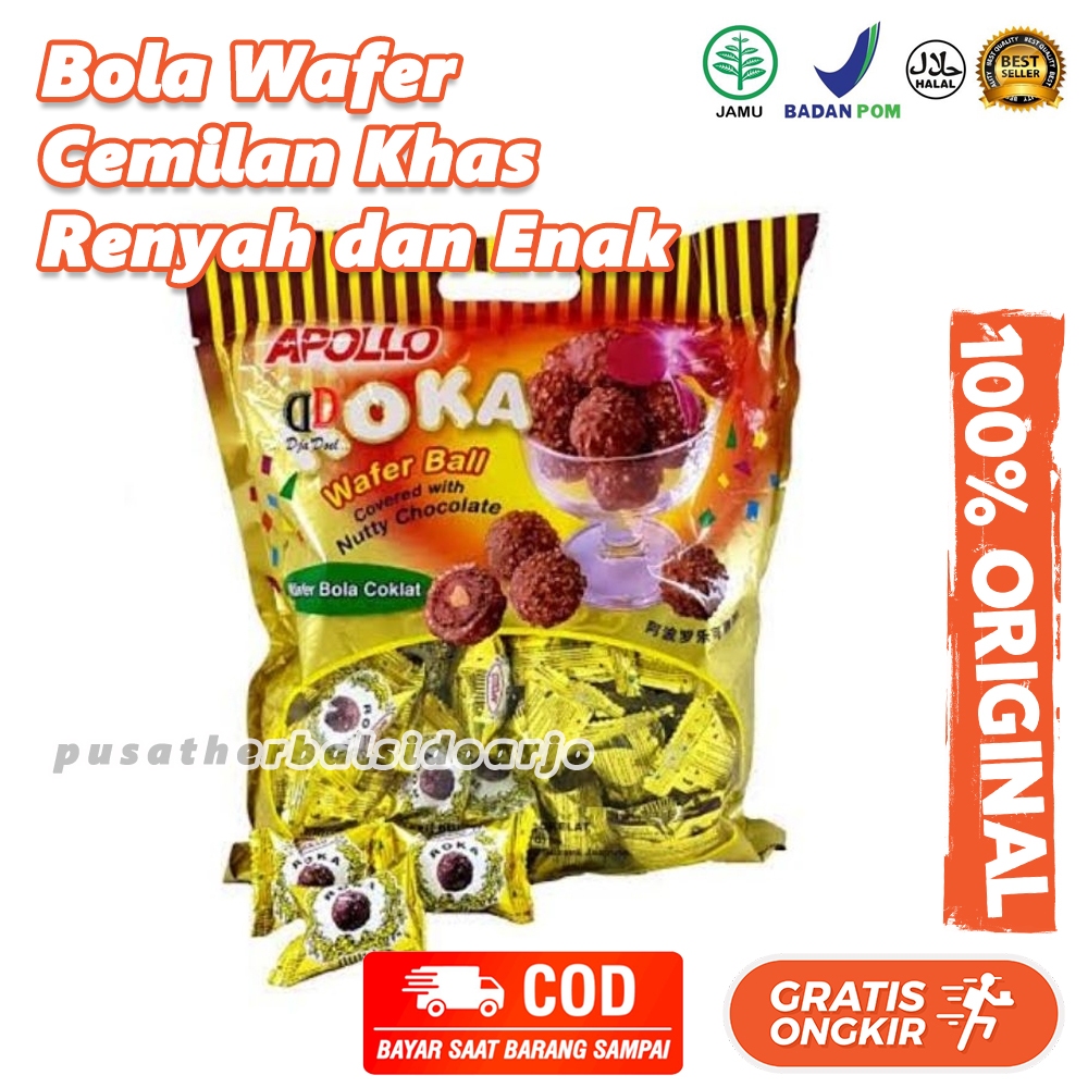 

Apollo Roka Wafer Bola Coklat isi 50 pcs 300 gram dan isi 420 gram isi 70 pcs