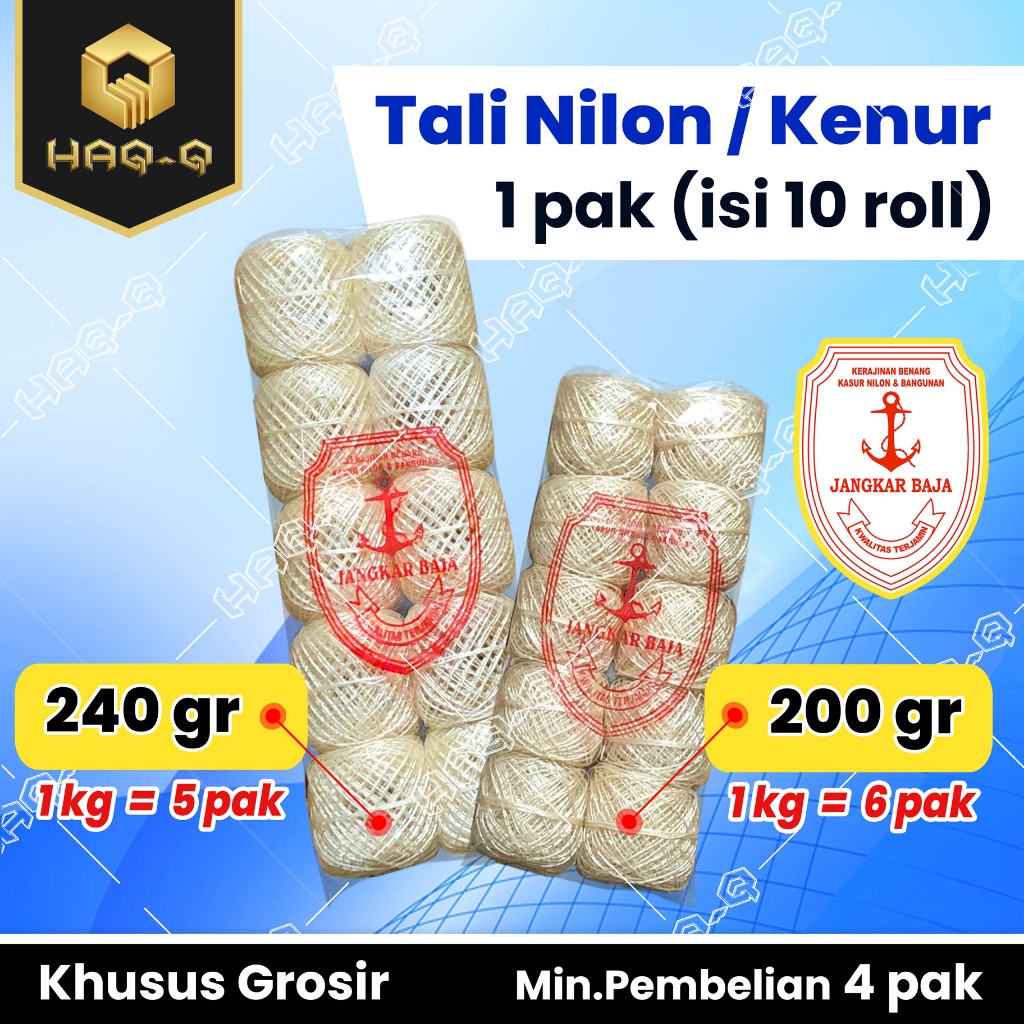 

Tali Nilon 1.pak (isi 10 roll) ☝️Roll besar isi lebih panjang,Tali kenur serbaguna untuk bendera plastik, bangunan dll.