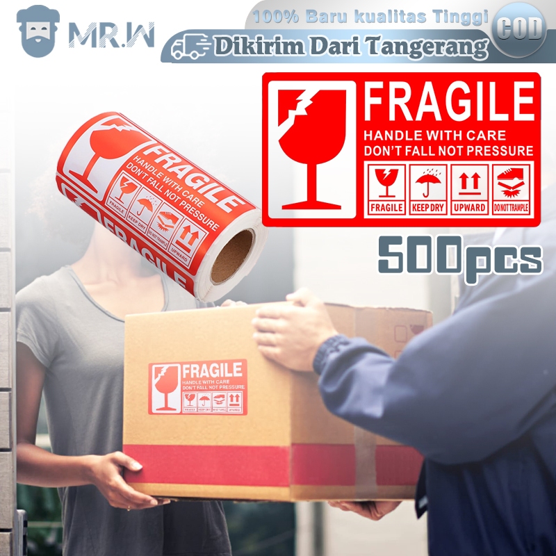 

500pcs/Roll Sticker Fragile Unboxing Stiker Fragile Stiker Pecah Belah Lakban Fragile Unboxing