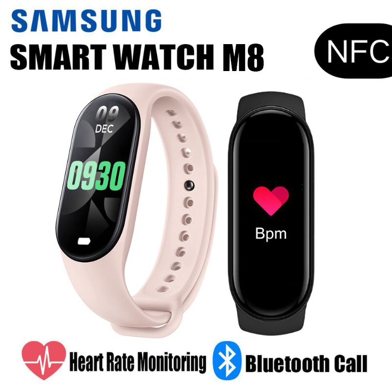 【COD】100% Original Samsung Galaxy 2024 NEW M8 smartwatch | Blood Pressure Monitoring | IP68 | GPS | Bluetooth | Waterproof |  Play Music | Smartband Bracelet | Sport mode Jam tangan pria dan wanita smartwatch