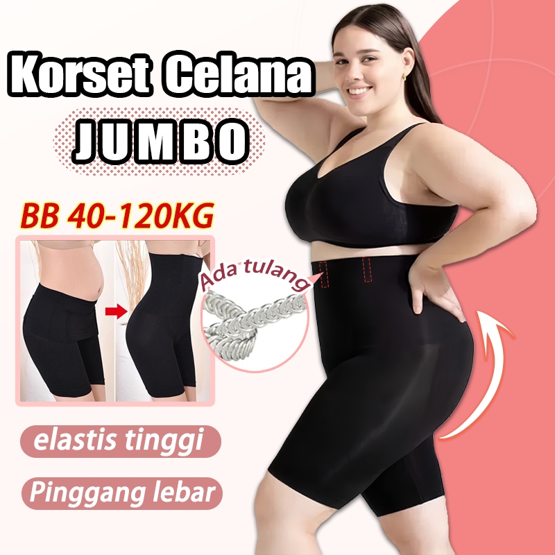 Korset Wanita Jumbo 40-112KG Pinggul Paha Korset Celana Pelangsing Perut Shapewear Pants 612