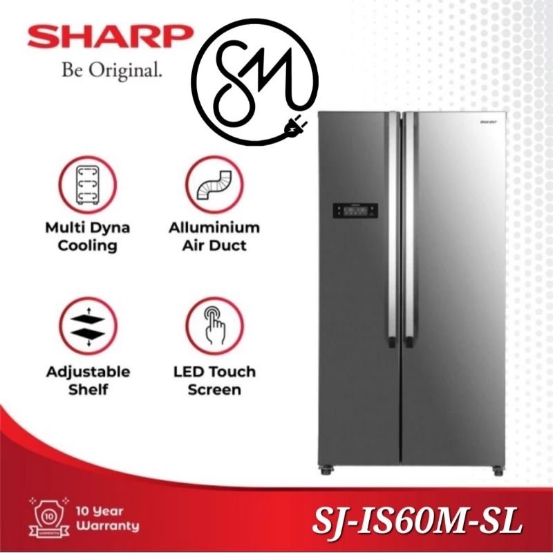 Kulkas Sharp 2 pintu Side by side SJ-IS60M-SL 563 L Inverter SJIS60MSL