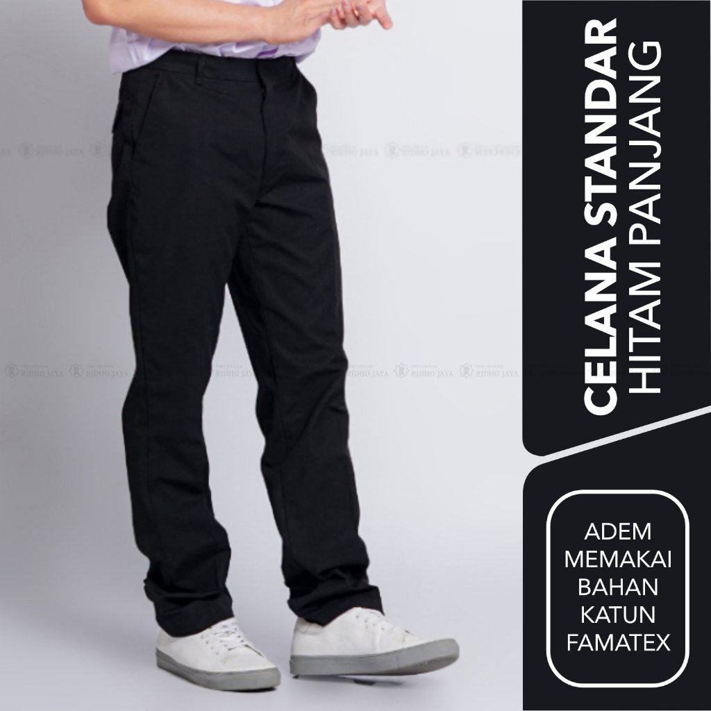 RIDHO JAYA - Celana Span Hitam Famatex Panjang Celana Panjang Celana Kerja Celana PKL