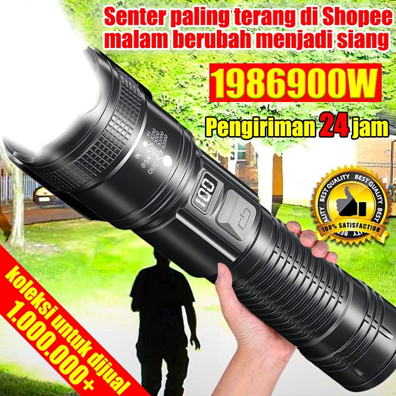 【Grade Militer Jerman Beli 1 Gratis 1 】senter jarak jauh 10KM Waterproof Awet 99 Tahun Senter kepala