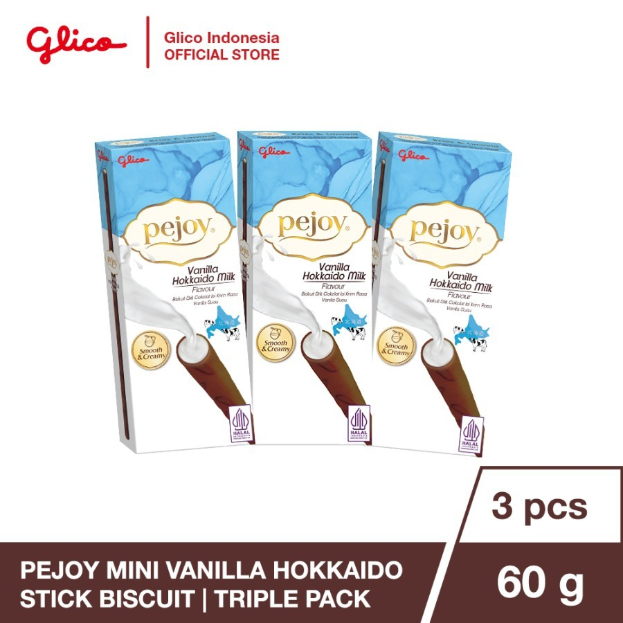 

Glico Pejoy Mini Vanilla hokaido belgian cokelat milk Biscuit Stick 20g Triple Pack