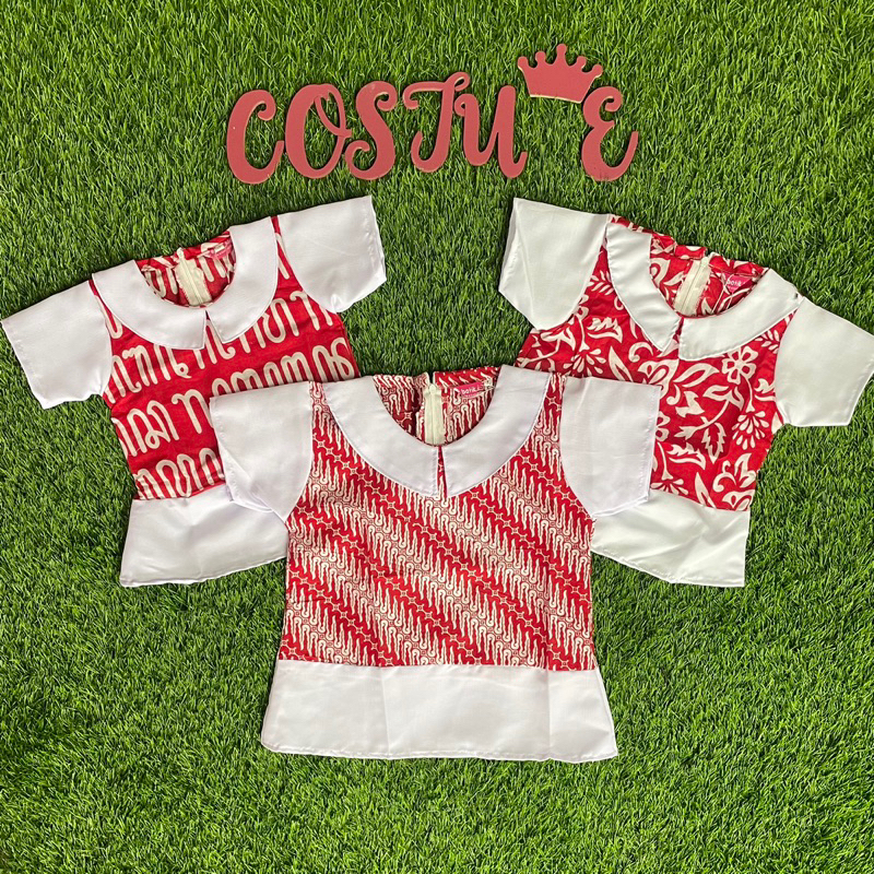 Batik Costume Blus Batik Anak Perempuan Grace Merah Putih Atasan Anak Perempuan Blus Batik Anak Grac