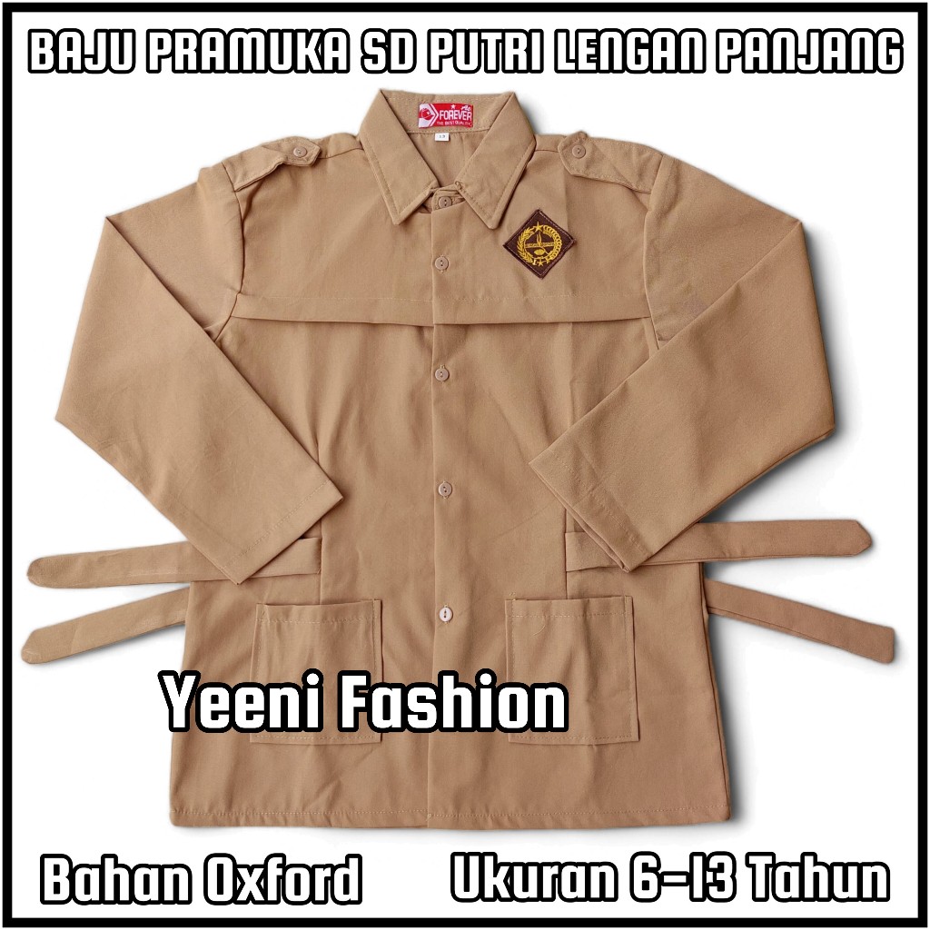 Baju Pramuka SD Putri Lengan Panjang Atasan Seragam Sekolah Pramuka Penggalang