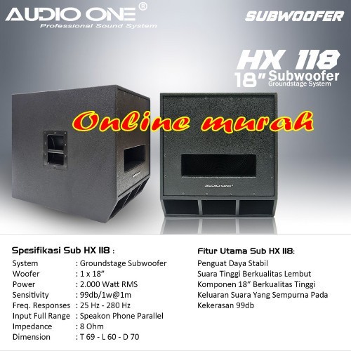 subwoofer aktif audio one hx 118 / hx118 18 inch 1 buah original