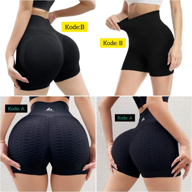 Celana Legging Short Pants Sport High Waist Wanita/Legging Pendek Booty Wanita