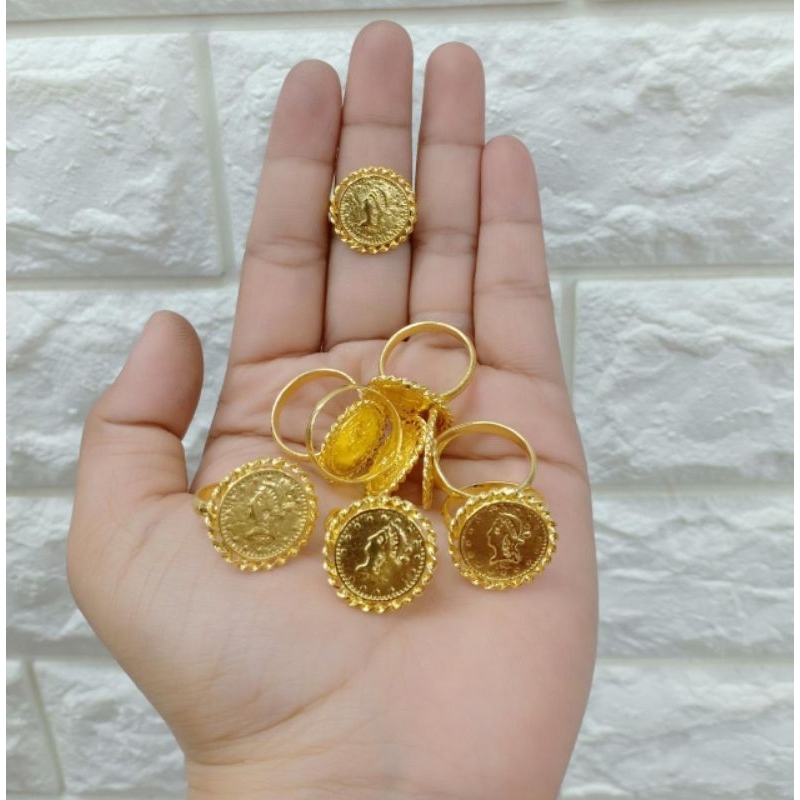 Cincin koin lapis emas 24 k, awet tidak berkarat
