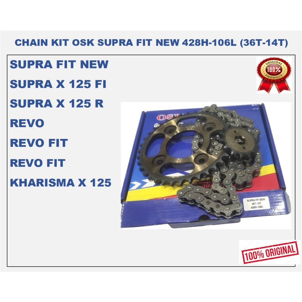 CHAIN KIT OSK SUPRA FIT NEW 428H-106L (36T-14T)  gear set gear paket girset SUPRA FIT NEW, SUPRA X 125, SUPRA X 125 R, REVO, REVO FIT, KHARISMA X 125
