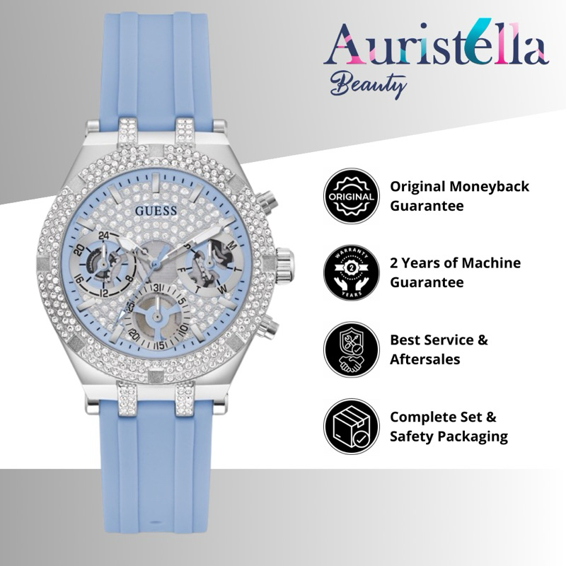 (ORIGINAL - BERGARANSI) JAM TANGAN GUESS HEIRESS GW0407L1 BLUE SILICONE STRAP ORIGINAL - JAM TANGAN 