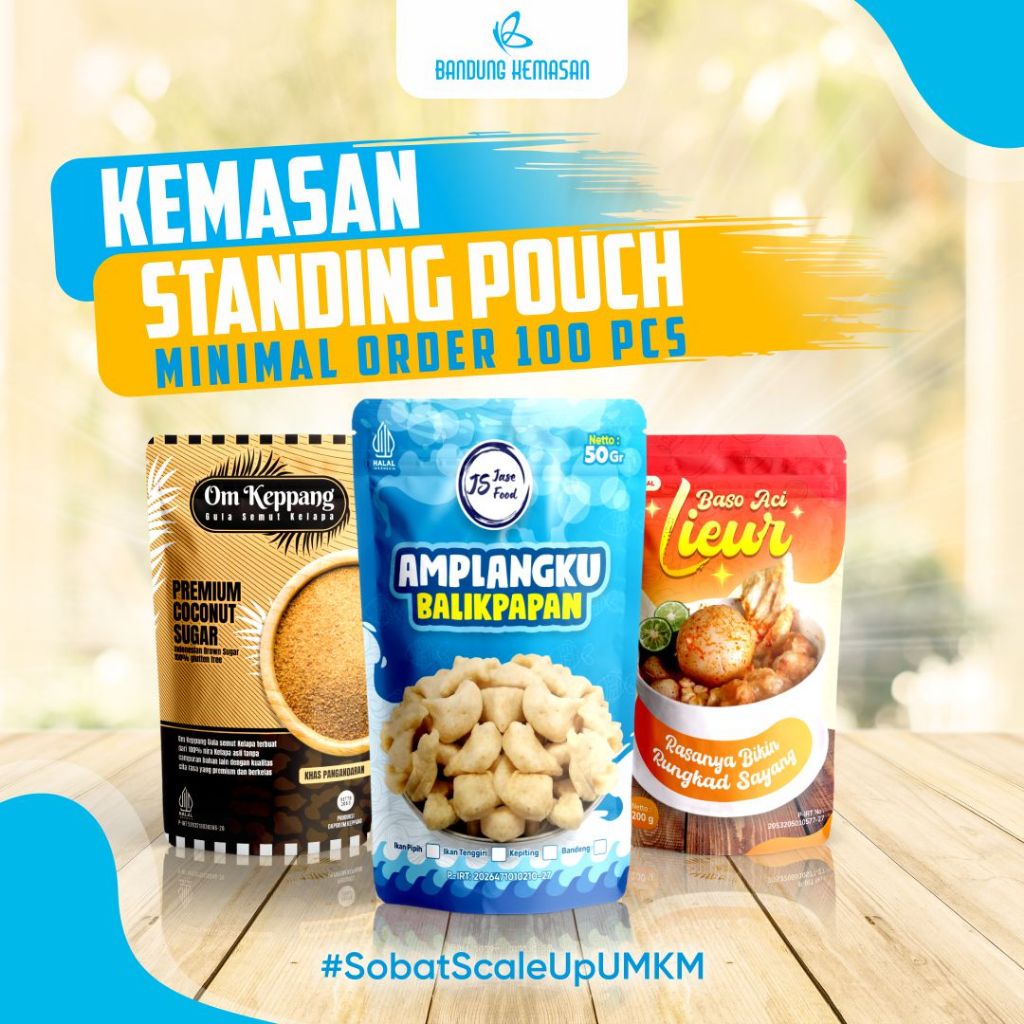 100 Pcs - Cetak Plastik Kemasan Standing Pouch Custom Makanan Ringan Kerupuk Krupuk Bungkus Wadah Sn
