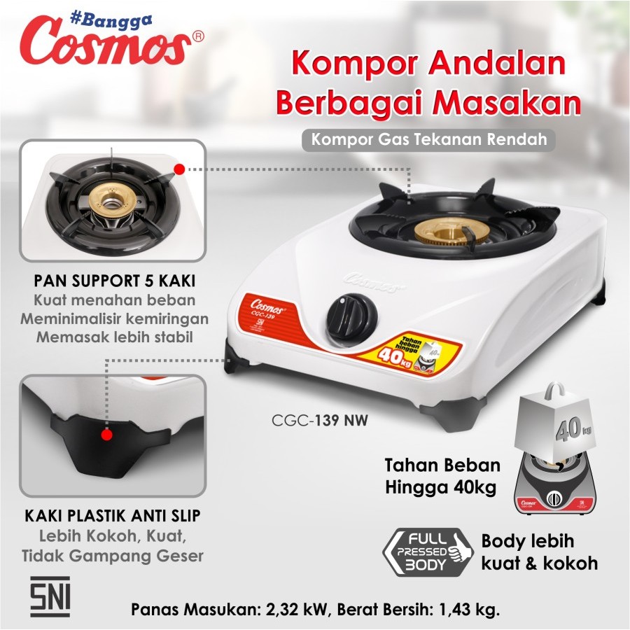 Cosmos CGC-139 Kompor Gas 1 Tungku CGC 139 / CGC139 BATAM