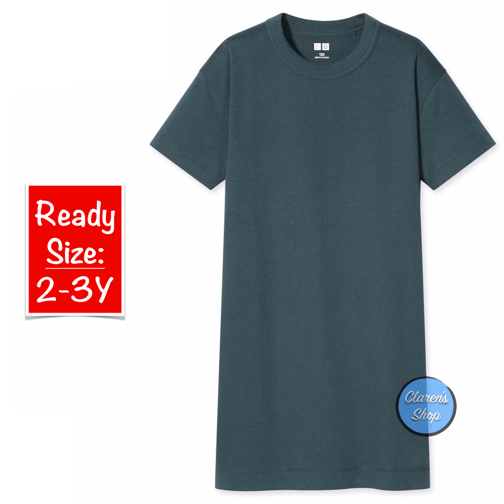 Uniqlo Girl Dress SS U T Shirt Crew Neck Dark Green Branded Original