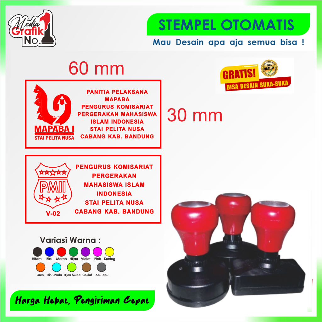 

Stempel PMII / Stampel Komisariat Rayon Cabang Koorcab PB / Stempel Pergerakan Mahasiswa Islam Indonesia