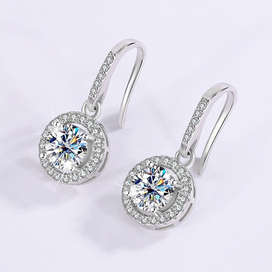 Anting Moissanite Asli Berlian Anting GRA Sertifikat Anting ORI Perak Puitih Anting titanium Emas Pu