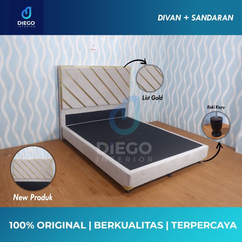 Dipan Divan Minimalis Sandaran List Gold - Divan Minimalis
