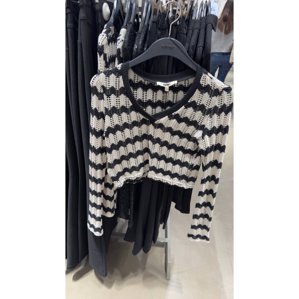 Koton Turki Stripped Cropped Open Knit