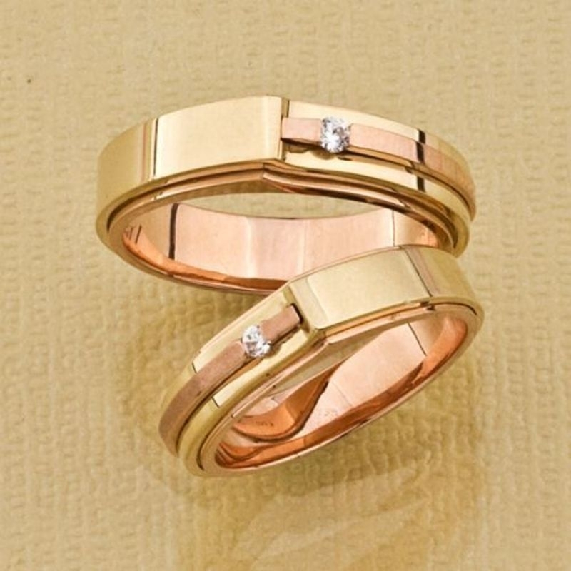 Cincin Pernikahan Lamaran Emas 18k/75%/Berlian/Emas 18k/75% Wedding Ring Free Box Cincin & Free Ukir