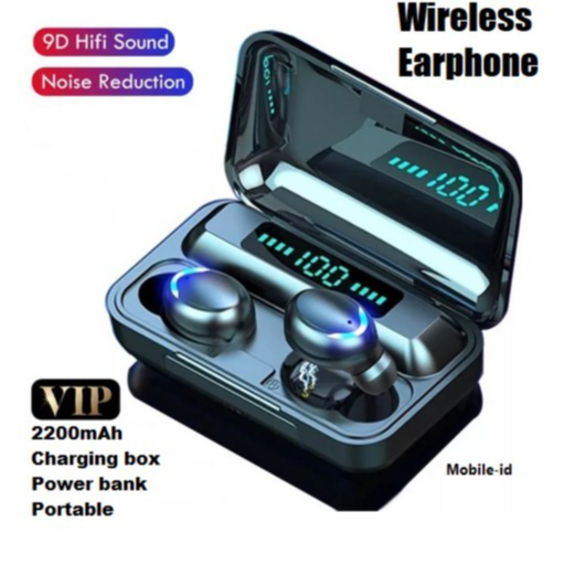 Skytime Tws F9 Wireless Earphone Earbuds In Ear Powerbank Bluetooth Dengan Mikrofon Stereo 3500 MAH
