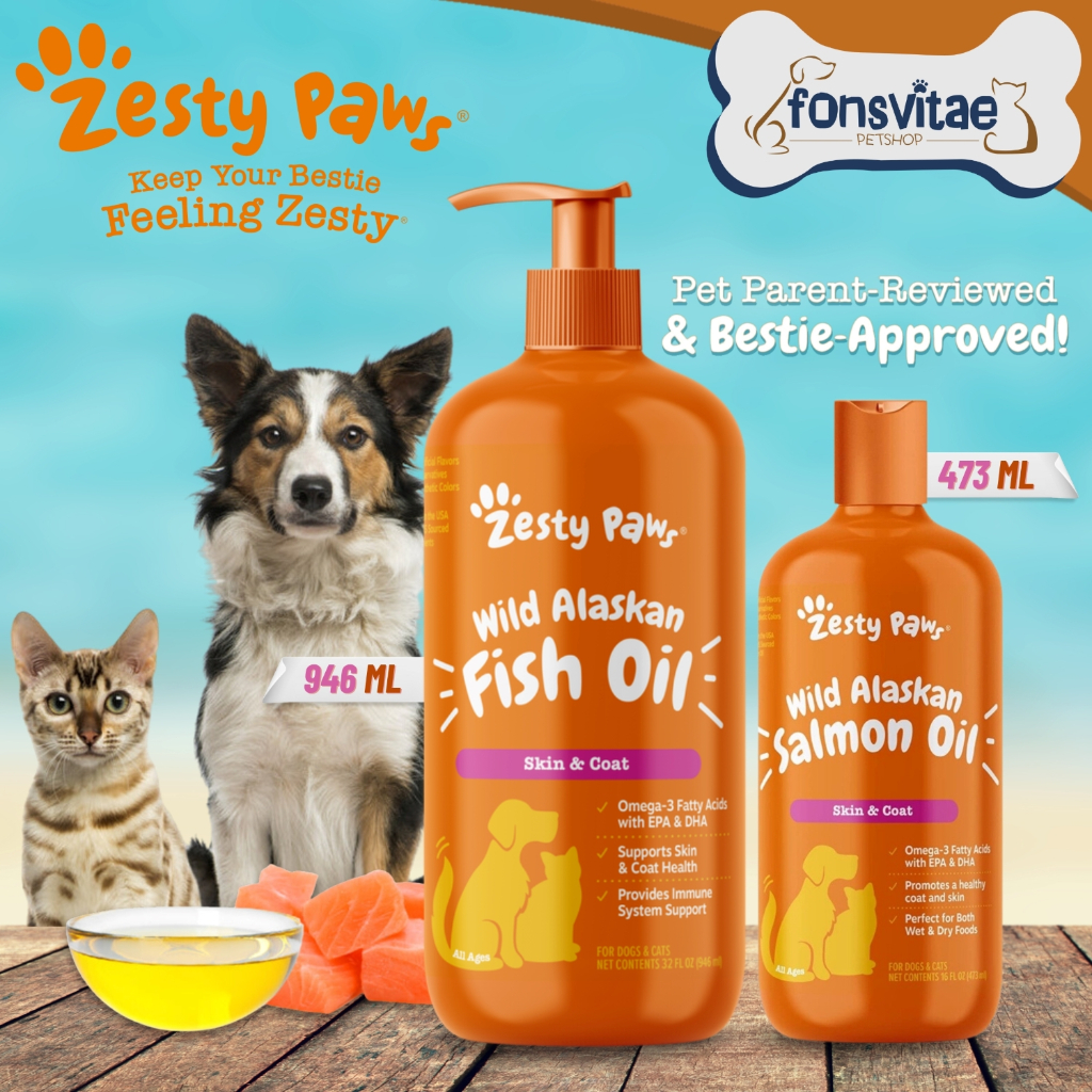 Zesty Paws Pure Wild Alaskan Salmon Oil for Skin and Coat - Vitamin
