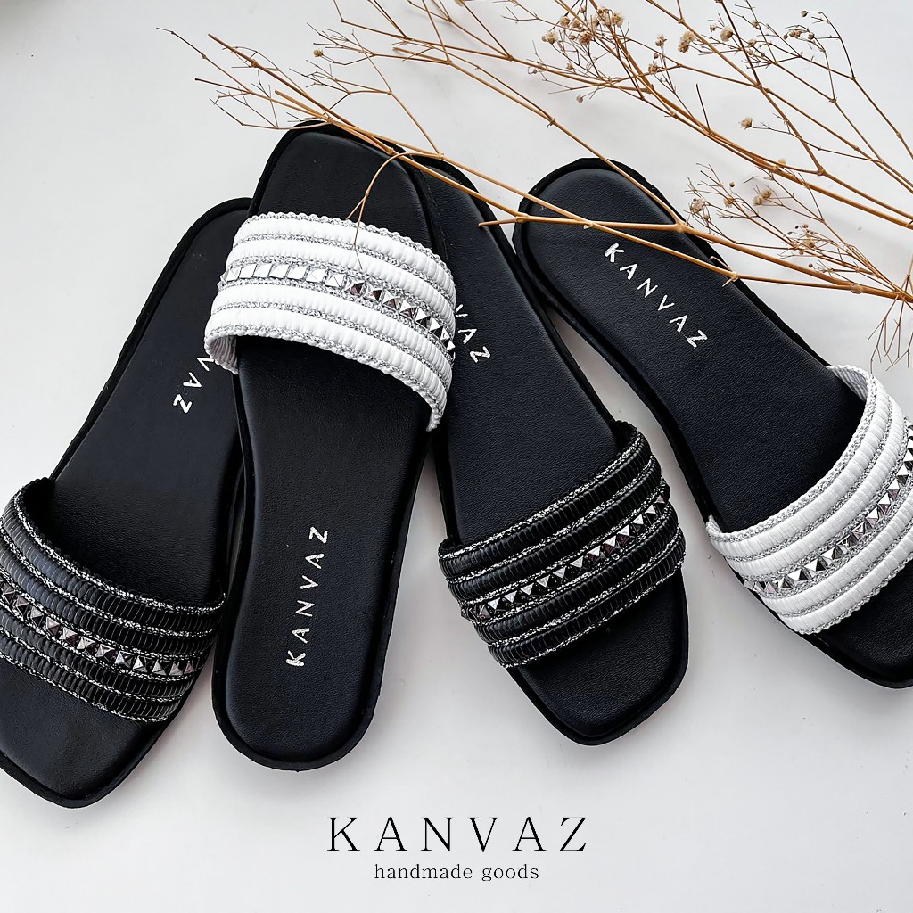 KANVAZ - SOFIA | SANDAL TEPLEK RAJUT WANITA - SANDAL TEPLEK / Sandal Slop Cewek Murah/Sandal Calvari