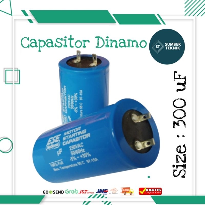 Kapasitor Bulat Dinamo 300uF Capasitor Starting 300MF ESE NATIONAL