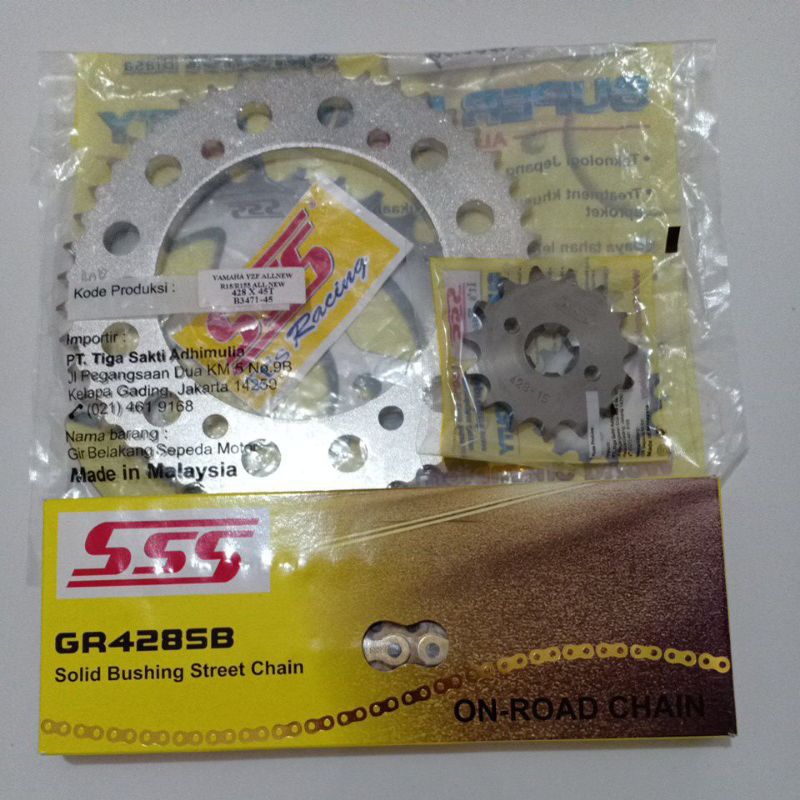 gear gir set 428 rantai gold sss Yamaha xsr 155/voxion R/vixion vva/R15 v3/dll original sss