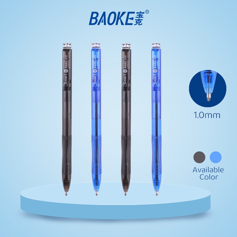

BAOKE Pulpen Bolpoin / Ball Pen Retractable 1.0mm Warna Biru Hitam Penulisan Halus B13