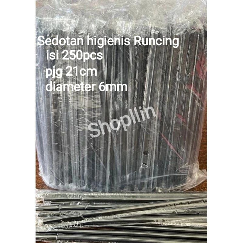 ( 250pcs ) sedotan plastik higienis hitam / dringking straw keras / sedotan runcing / sedotan Viral 