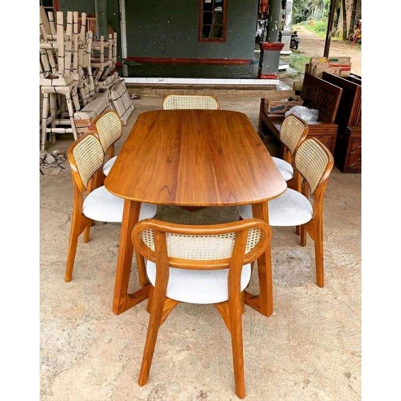 Set Kursi makan 6 kursi kacang