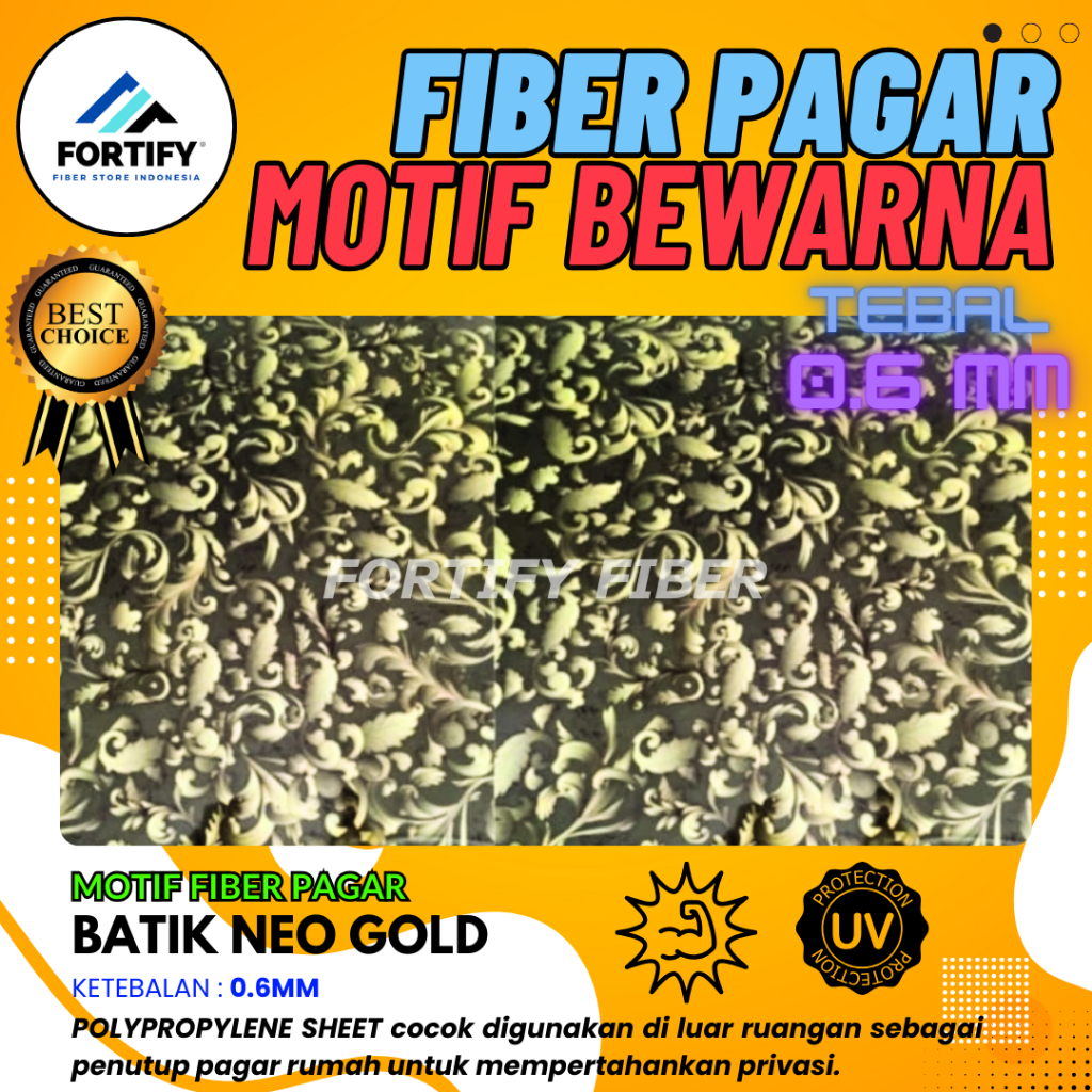 Fiber Plastik Penutup Pagar Rumah Motif BATIK NEO GOLD