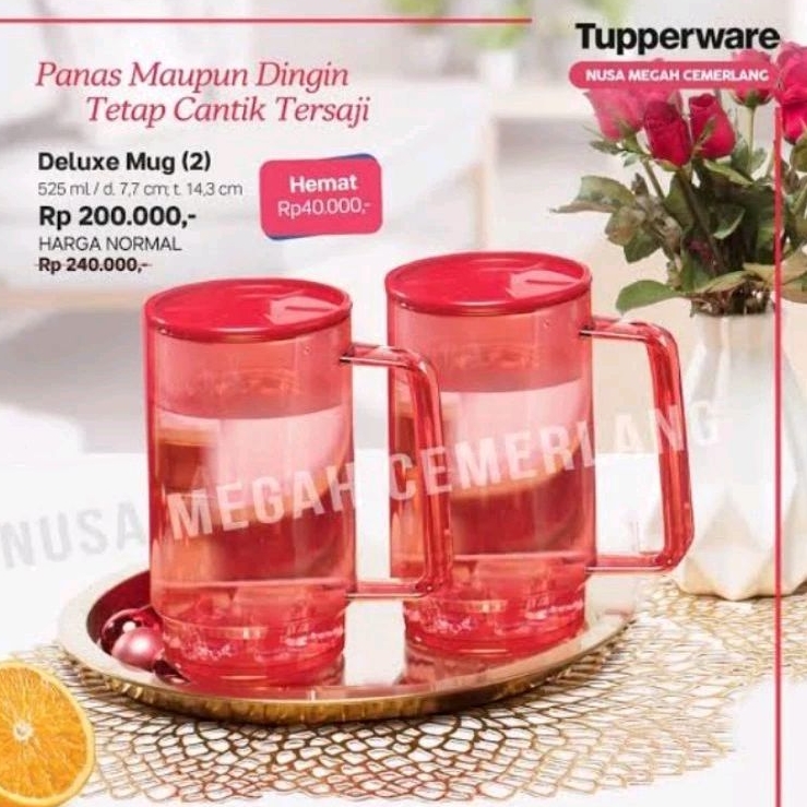 Deluxe mug tupperware + seal (2) / gelas tupperware / cangkir tupperware + tutup