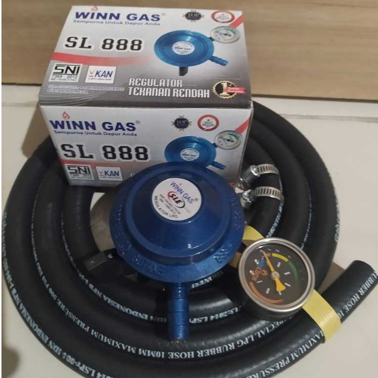 Regulator Matic Zhelgaz WINN GAS SLE 888 Manometer Selang Gas LPG 500 PSI Anti Meledak