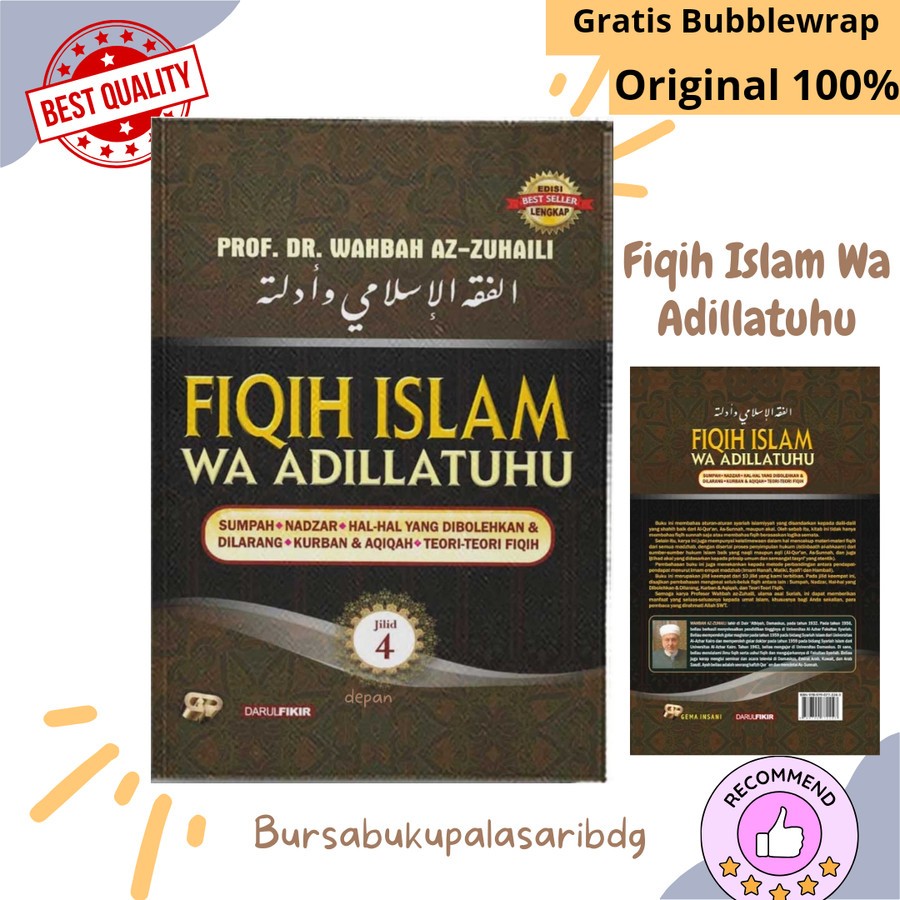 Buku Fiqih Islam Wa Adillatuhu Jilid 4 Fiqh Islam Fikih - Wahbah Az Zuhaili /GemaInsaniPress ORIGINA