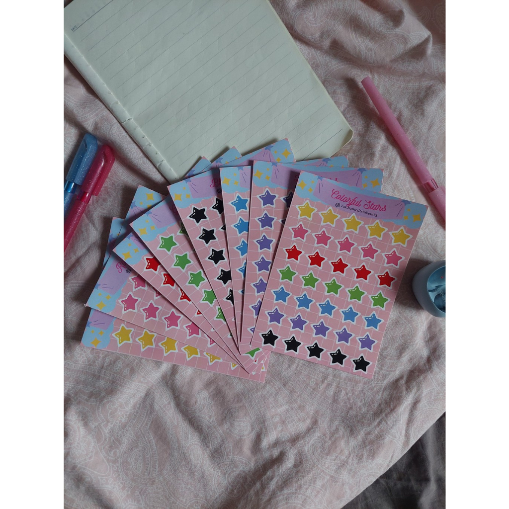 

ET COLORFUL STARS STICKER SET stiker bintang jurnal journaling reward stickers ddlg