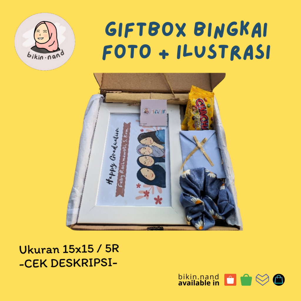 

GIFT BOX FRAME/BINGKAI FOTO+CUSTOM ILUSTRASI (Hadiah untuk Graduation/Birthday/Wisuda/Kotak Kado/Anniversary/Hadiah)