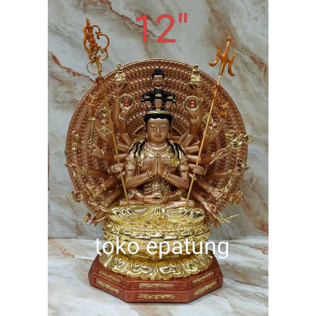 patung dewi kwan im seribu tangan / cien so - fiber - 12 inch (l)