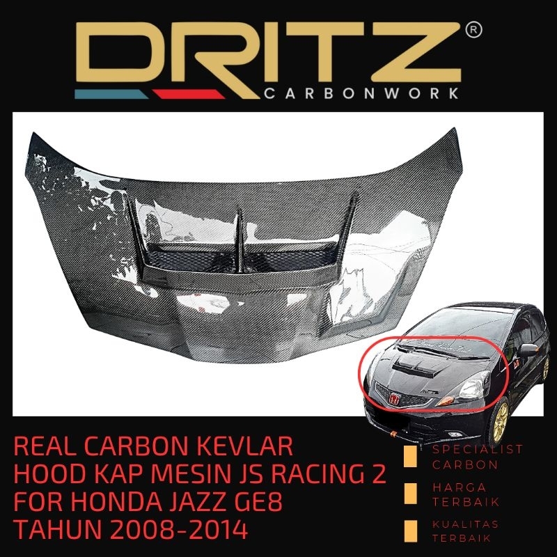 Carbon HOOD KAP JS RACING 2 HONDA JAZZ GE8 2008 2014 Eksterior Karbon Mobil