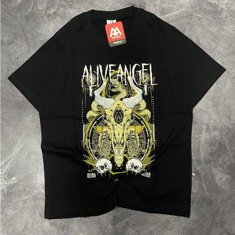 ALIVE ANGEL DISTRO KAOS TSHIRT BEYOND OF SOUL / KAOS HITAM MOTIF TENGKORAK / KAOS METAL / UNDERGROUN