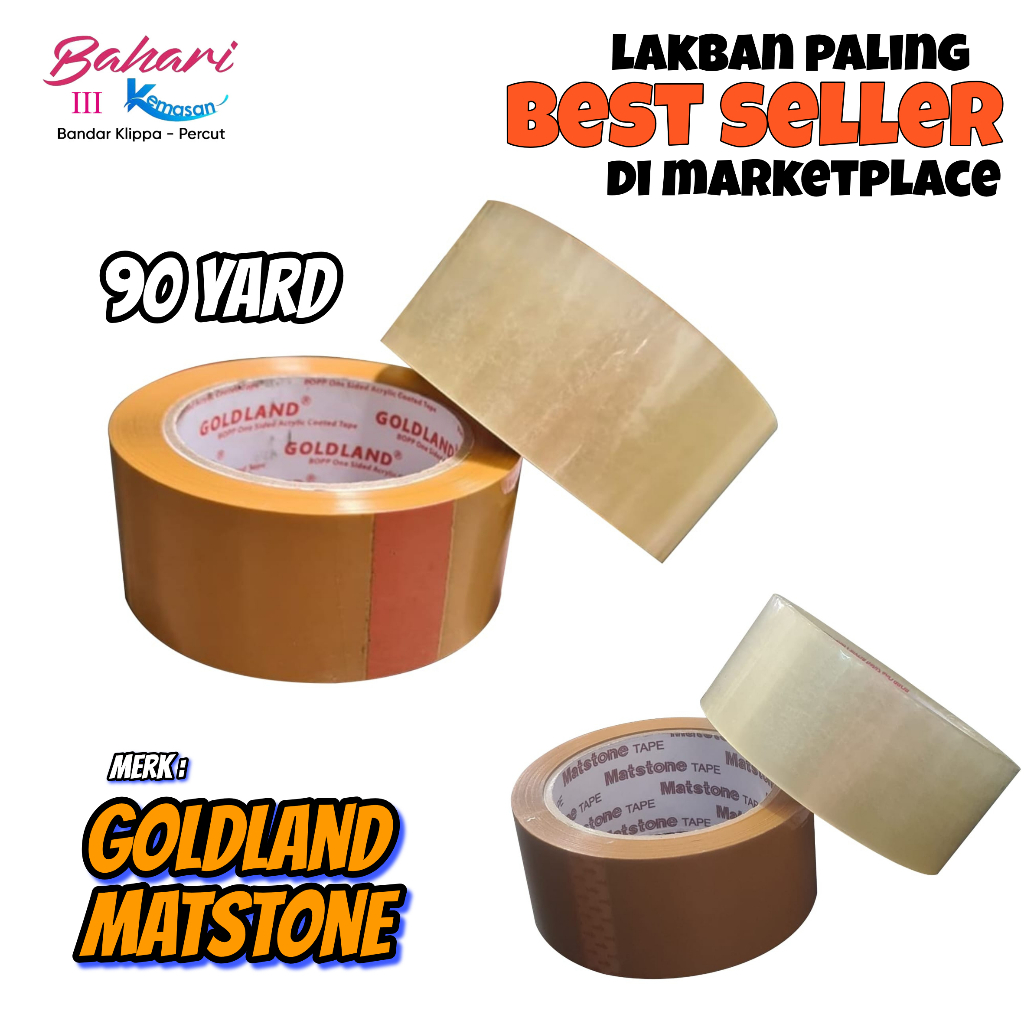 

LAKBAN 2 INCH 90 YARD MERK GOLDLAND COKELAT BENING