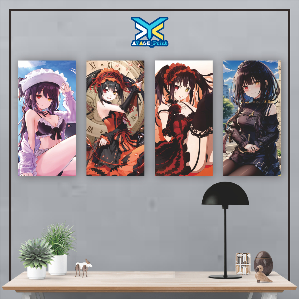 Wall Decor TOKISAKI KURUMI DATE A LIVE Pajangan Poster Kayu Hiasan Dinding Kamar Tidur Wallpaper Ani
