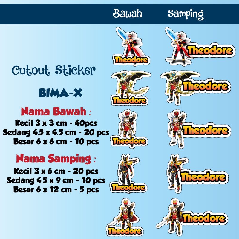 

sticker nama cutout bima x