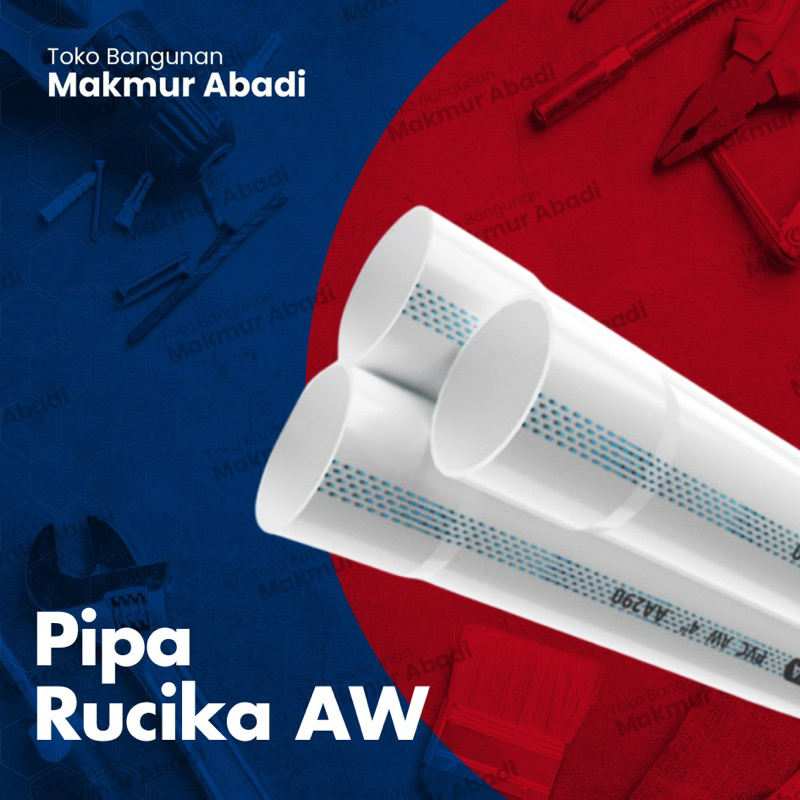 Pipa PVC Rucika AW Standard Warna Putih 6" Inch 8" Inch 10" Inch 12" Inch Per Batang 4 Meter